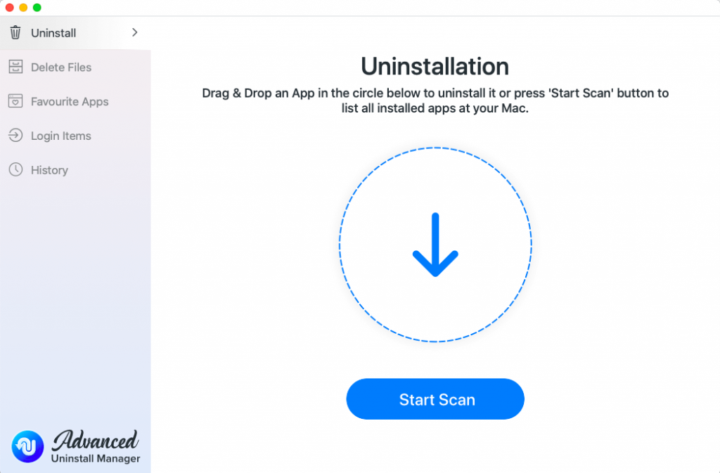 Start Scan button under the Uninstall module