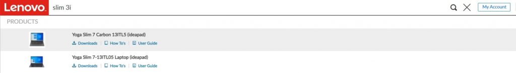Slim 3i IdeaPad into the search field.Image