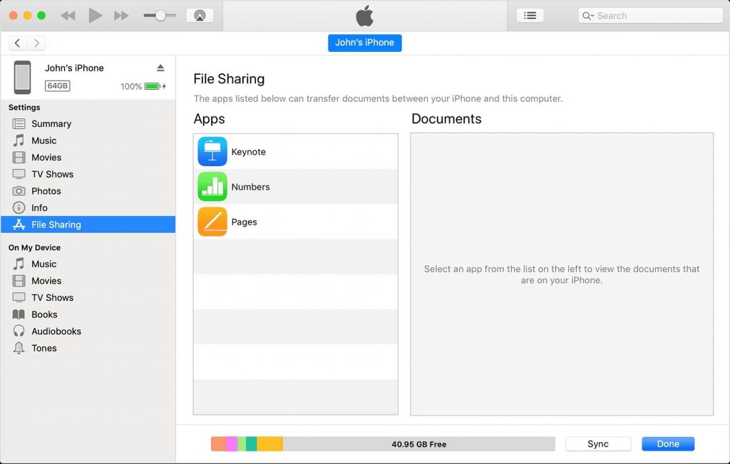 iTunes Files Sharing Image