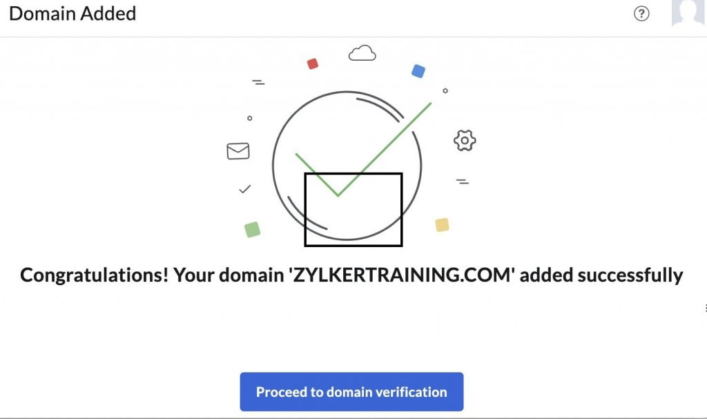 Domain added confirmation screen image
