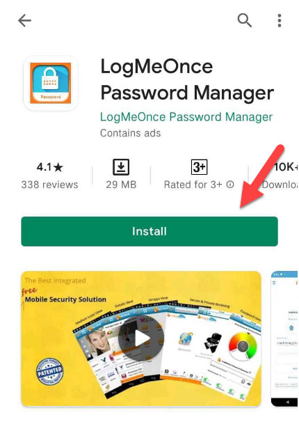 logmeonce password manager installation android step 1