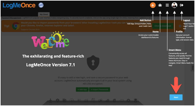 logmeonce password manager installation step 2