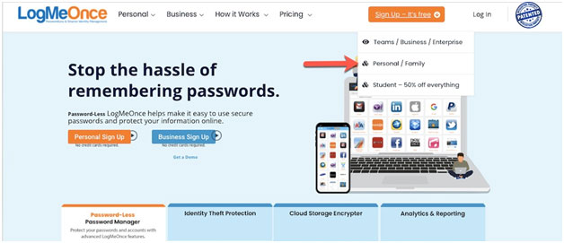 logmeonce password manager installation step 1