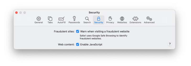 Enable JavaScript on Webpage Security